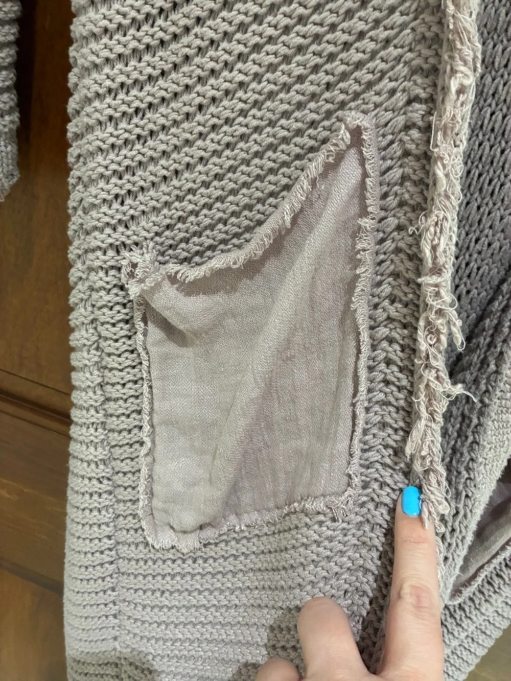 Free People Long Open-Front Cardigan in Dusty Mauve